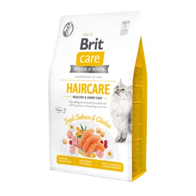 Brit Care Красивая кожа и шерсть: гипоаллергенный, со свежим мясом лосося и курицы для взрослых кошек