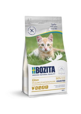Корм Bozita для котят, молодых и беременных кошек, беззерновой с курицей, GRAIN FREE Chicken 34/20