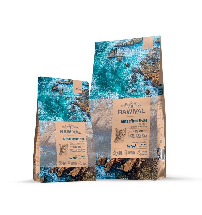 RAWIVAL Gifts of Land & Sea Курица и рыба для котят