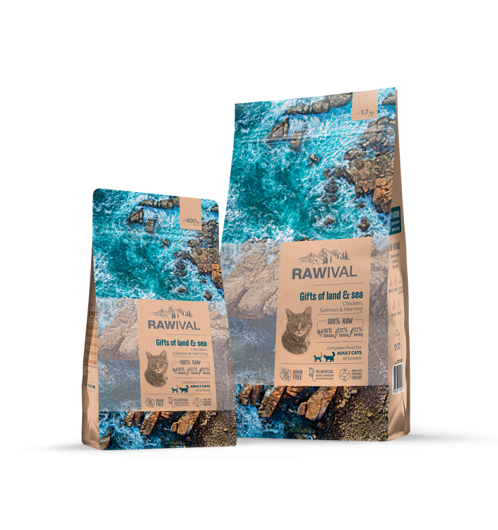 RAWIVAL Gifts of Land & Sea Курица и рыба для взрослых кошек