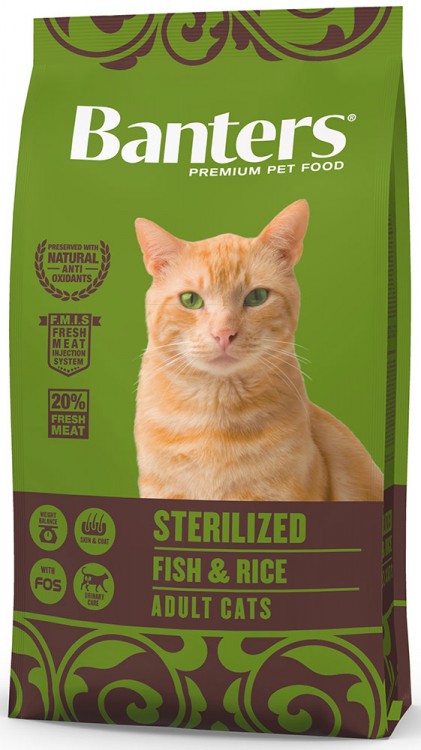Banters Sterilized рыба с рисом сухой корм для кошек