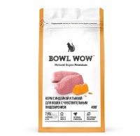 BOWL WOW сухой корм для взрослых кошек с чувствительным пищеварением с индейкой и тыквой, 4кг