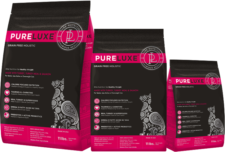 PureLuxe для нормализации веса кошек с индейкой и лососем