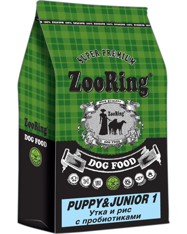 ZooRing Puppy&Junior утка и рис , 20кг 