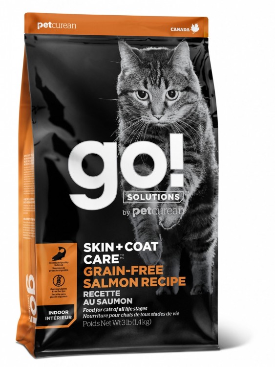 GO! Natural holistic беззерновой для котят и кошек, с лососем( Grain-free Salmon Recipe for indoor cats) GO! SKIN + COAT