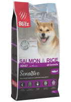 Blitz Sensitive Salmon & Rice Adult Dog All Breeds, 15 кг