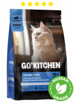 GO'KITCHEN лосось и треска с фруктами и овощами, полнорационный беззерновой сухой корм для котят и кошек всех возрастов с лососем и треской