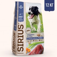 SIRIUS сухой корм для взрослых собак средних пород Индейка и Утка с овощами,12 кг