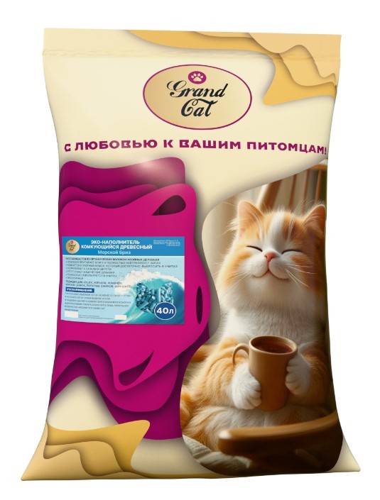 Grand Cat Комкующийся древесный Эко-наполнитель, 40л 