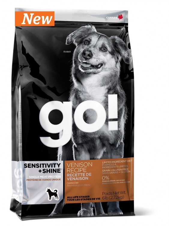 Go! Natural Holistic Беззерновой для щенков и собак со свежей олениной для чувствительного пищеварения, SENSITIVITY + SHINE Venison Recipe DF