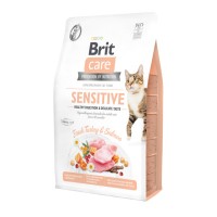 Корм Brit Care гипоаллергенный, для кошек с чувствительным пищеварением, cо свежим мясом индейки и лосося
