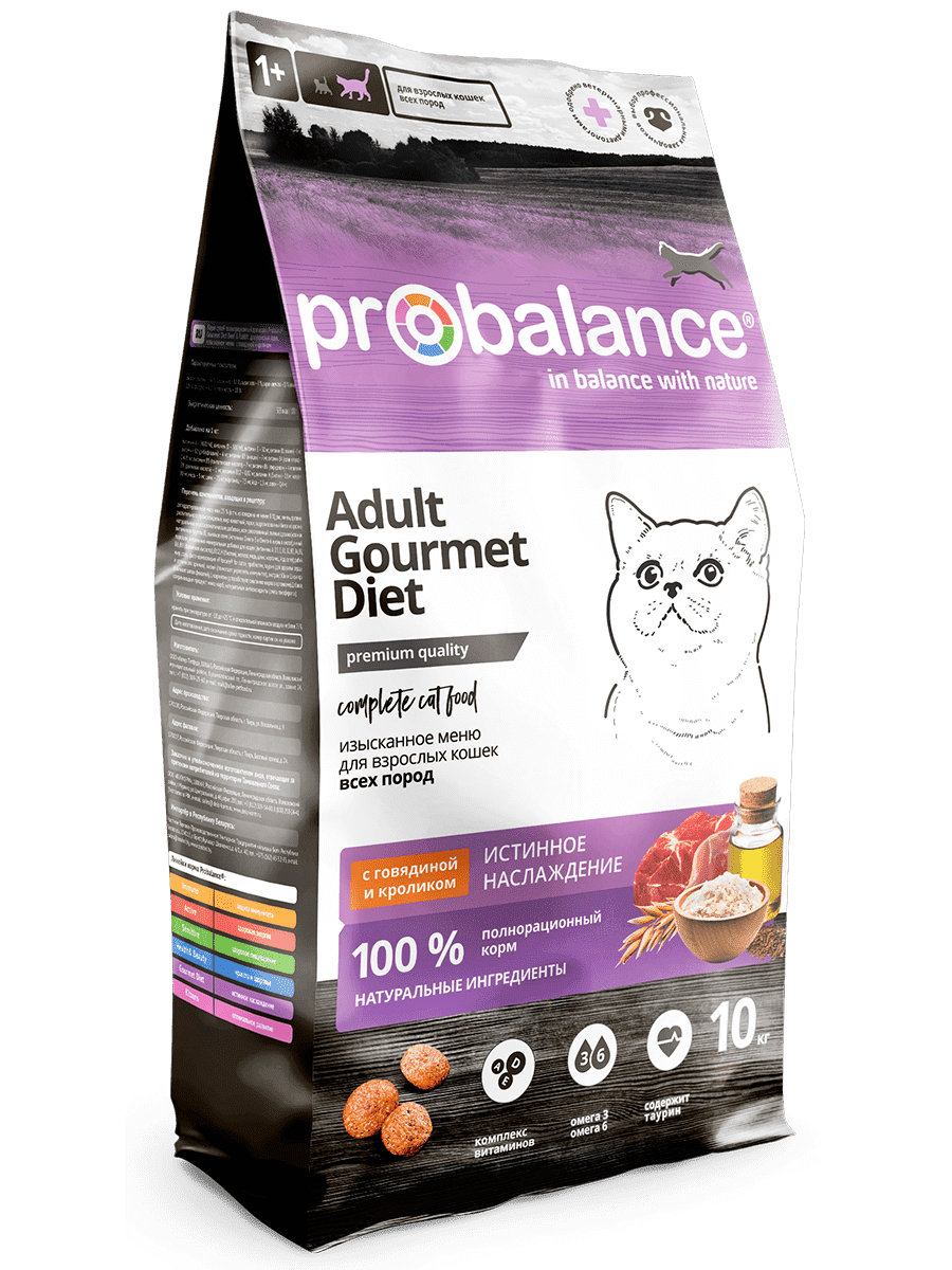 Probalance Gourmet Diet с говядиной и кроликом 10 кг