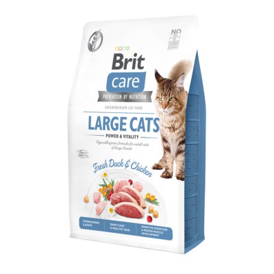 Корм Brit Care для взрослых кошек крупных пород, гипоаллергенный со свежим мясом утки и курицы