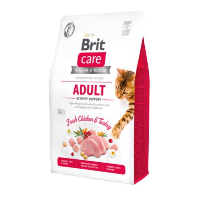 Корм Brit care Поддержка активности: гипоаллергенный, со свежим мясом курицы и индейки для взрослых кошек