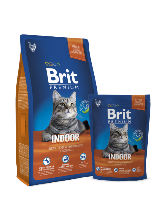 Brit Premium Cat Indor для кошек домашнего содержания курица и печень