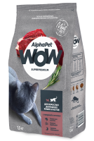 AlphaPet WOW Superpremium для взрослых домашних кошек с говядиной и печенью