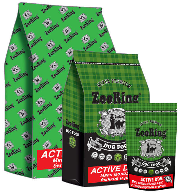 ZooRing Active Dog,мясо молодых бычков и рис