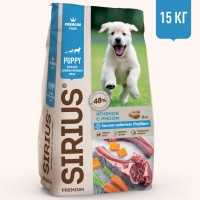SIRIUS сухой корм для щенков и молодых собак с пробиотиками, Ягнёнок и рис